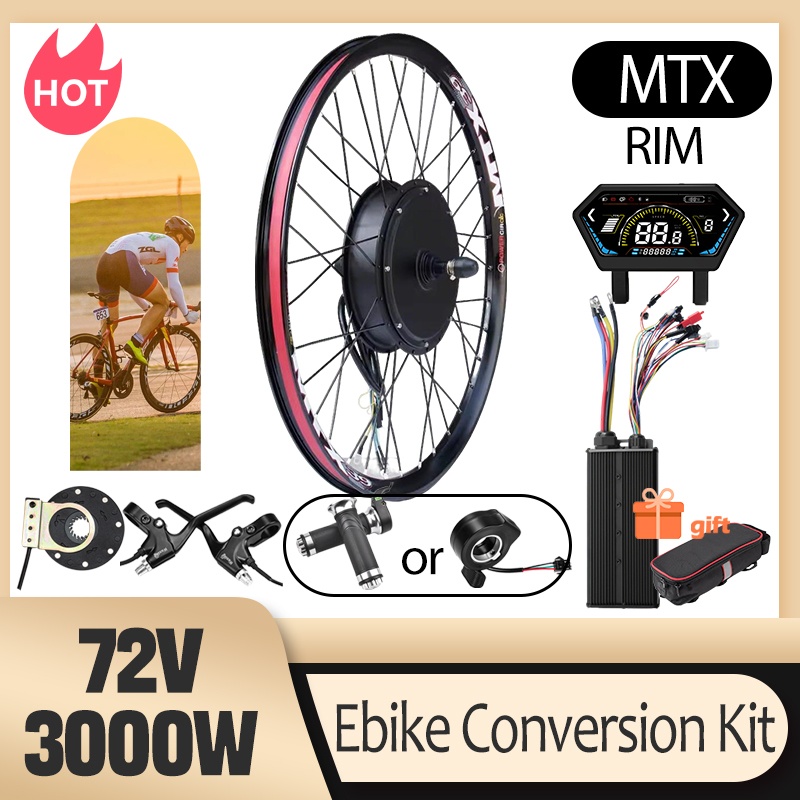 Ebike Conversion Kit 72V 3000W - ชุดแปลงจักรยานไฟฟ้า 3000W MTX39 72V มอเตอร์แบบไร้แปรงถ่านติดล้อหลัง สำหรับจักรยานเสือภูเขา