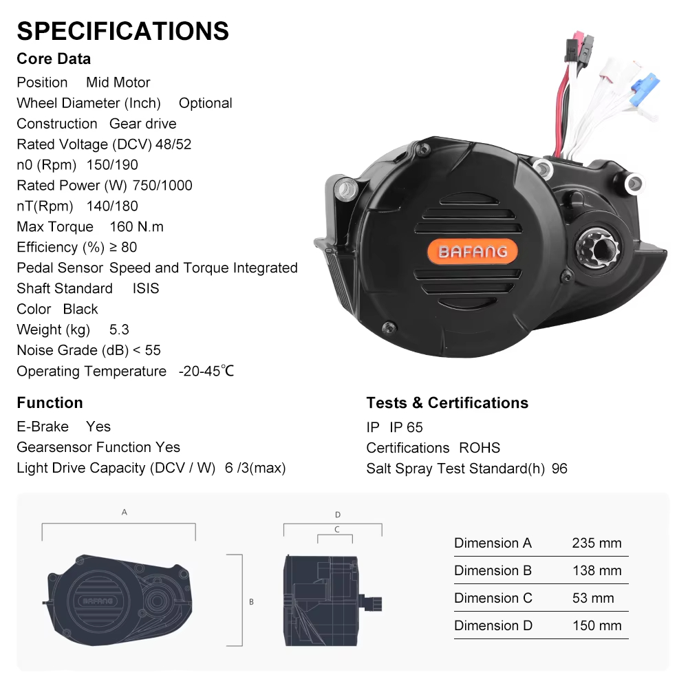 ชุดมอเตอร์ Bafang M620 G510 48 - Mid Drive Motor Kit 52V 1000W บทวิจารณ์และราคา