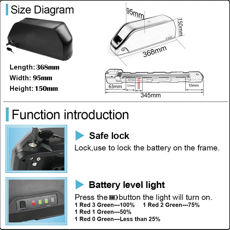 แบตเตอรี่ Cham 36 60 52v 48v 7 - Ebike Battery 48V 20Ah Hailong บทวิจารณ์และราคา